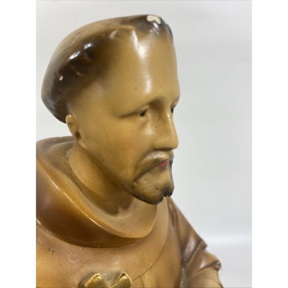 ANTIQUE Statue OF ST GERARD MAJELLA W/ SKULL PLASTER STATUE CATHOLIC ART 16” - Picture 11 of 16